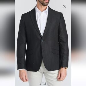 The Savile Row Slim Fit Peak Lapel Micro Check Blazer Size 42S